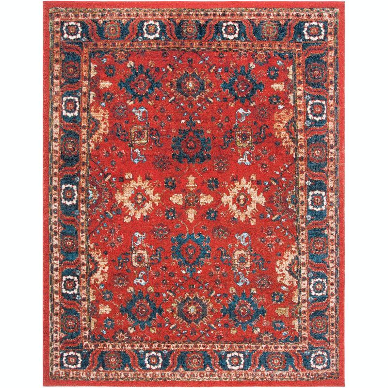 Antique Patina Orange & Blue Synthetic 8' x 10' Area Rug