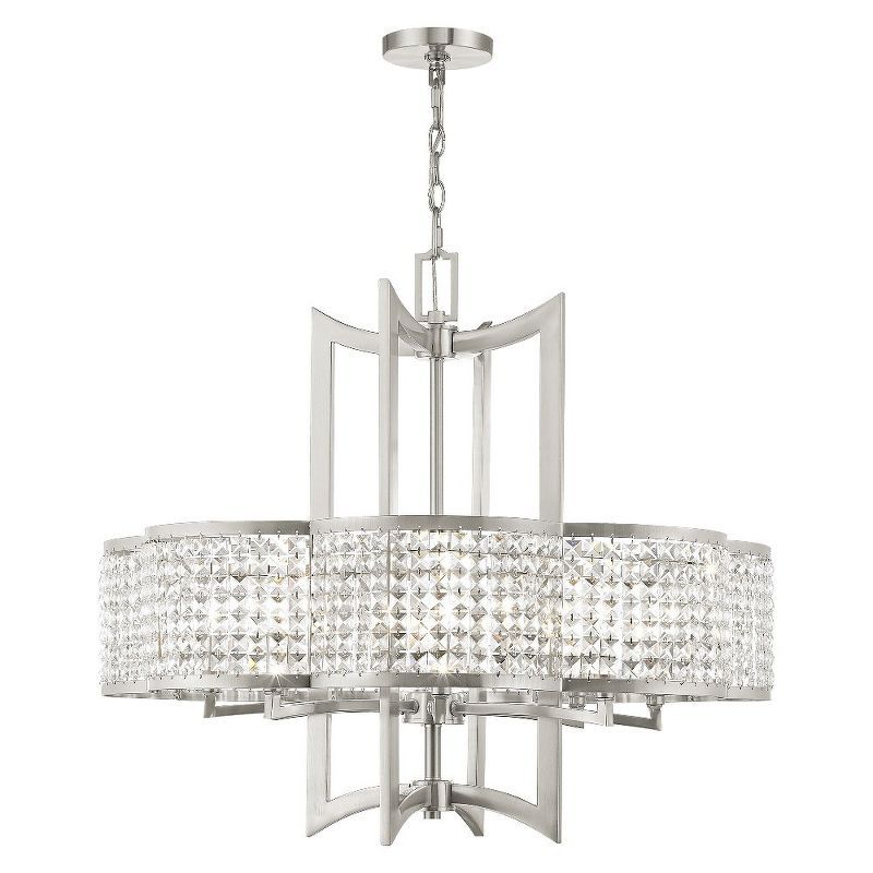 Brushed Nickel and Crystal 8-Light Chandelier