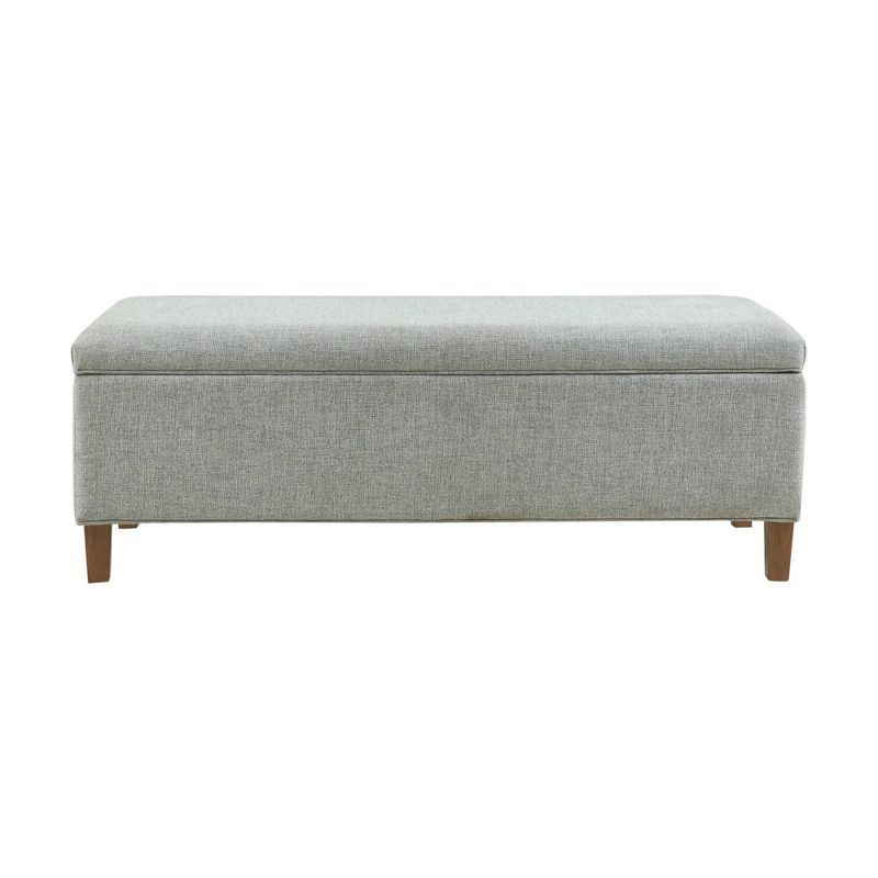 Soft Blue 48" Upholstered Storage Bench with Wood Legs