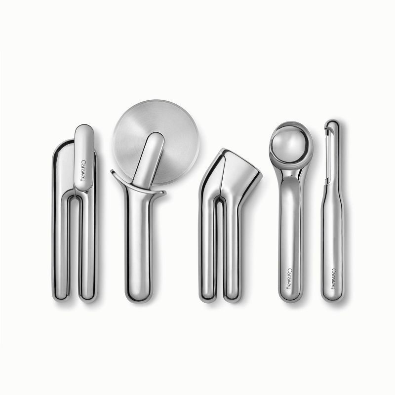 Stainless Steel 6-Piece Kitchen Gadget Set with Birch Organizer