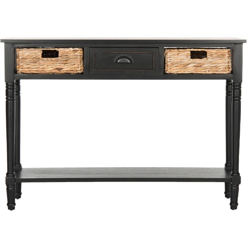 Transitional Gray 45" Wood and Metal Console Table with Storage