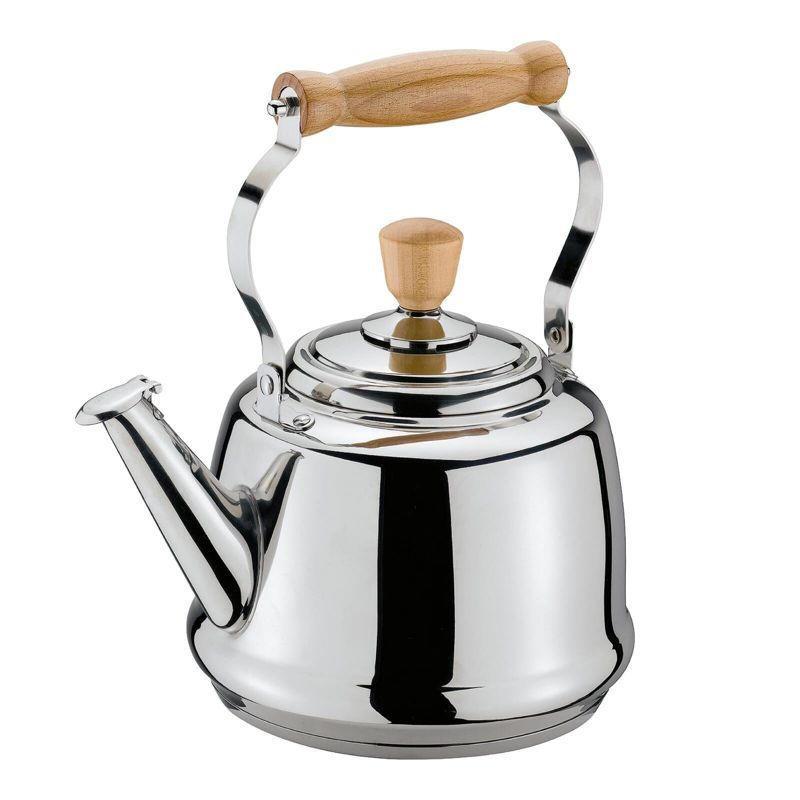 Cilio Tradition Stainless Steel Whistling Kettle with Wood Handle