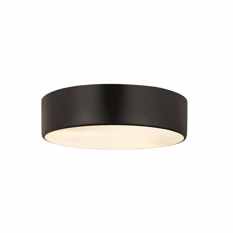 Harley Modern Matte Black Steel Drum Flush Mount Light