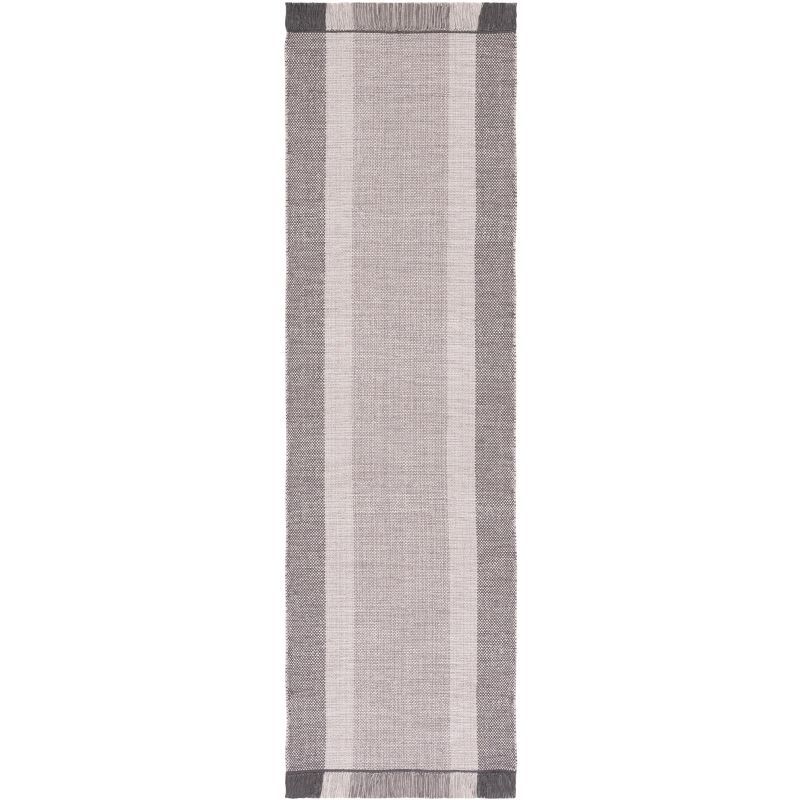 Gray and Ivory Handwoven Cotton Flatweave Area Rug