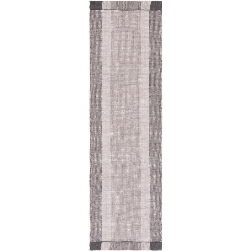 Gray and Ivory Handwoven Cotton Flatweave Area Rug