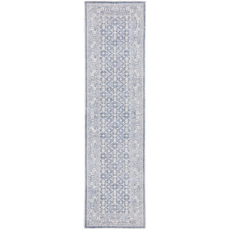 Blue and Ivory Hand-Tufted Wool Runner Rug, 2'3" x 9'