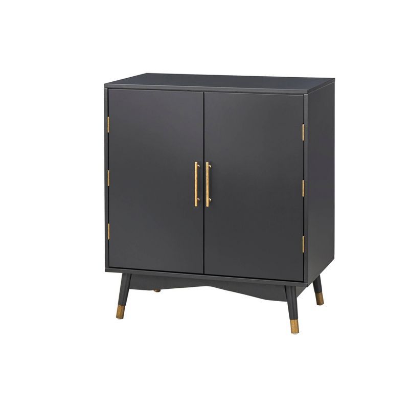 Killian Black Veneer Mid-Century Modern Bar Cabinet