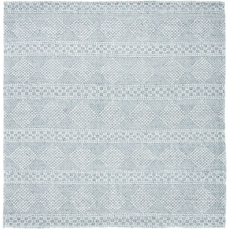 Elegant Handwoven Marbella 7' Square Gray Geometric Wool-Blend Rug