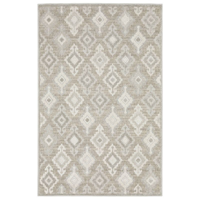 Gray and Beige Synthetic Oriental Flat Woven Area Rug 7'10" x 10'10"
