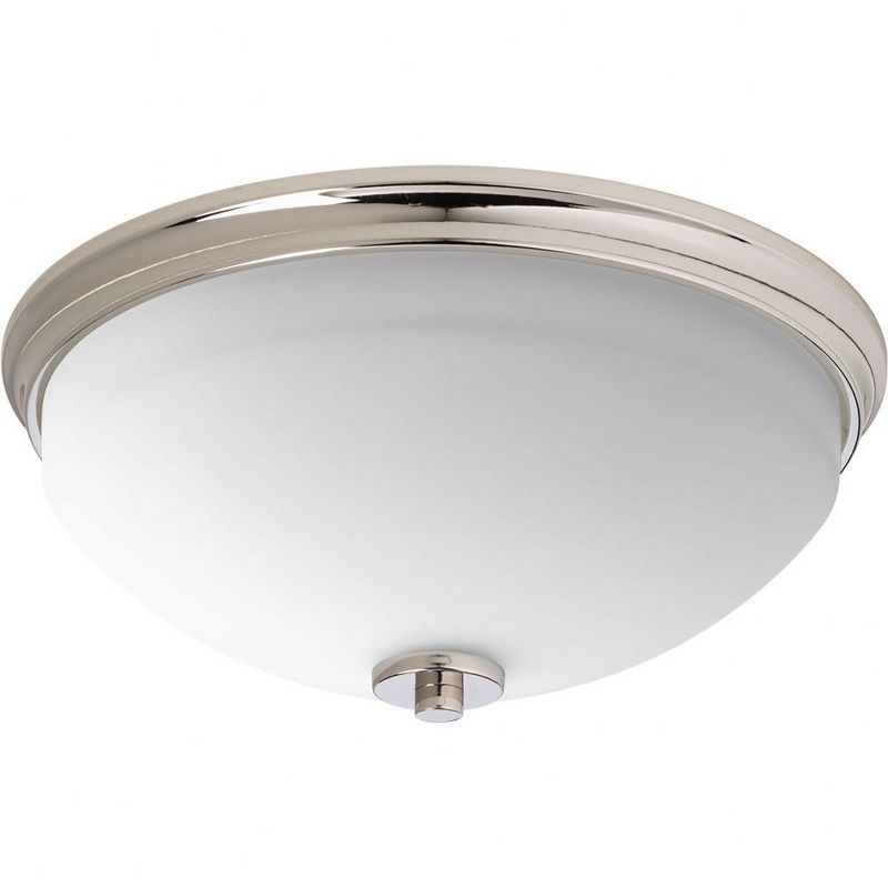 Polished Nickel 14'' Flush Mount Light with White Glass Shade