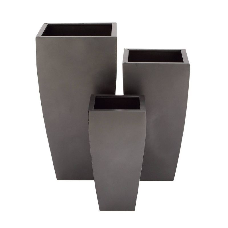 Set of 3 Dark Gray Metal Indoor/Outdoor Planters