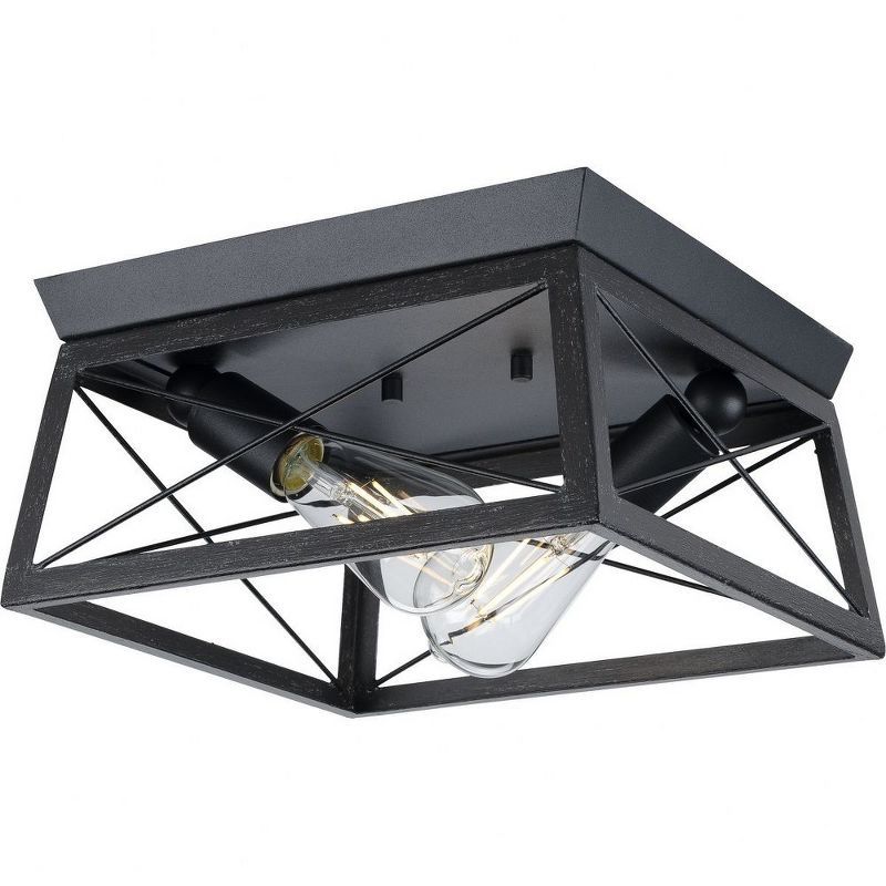 Briarwood Textured Black Farmhouse Flush Mount Ceiling Light 12"
