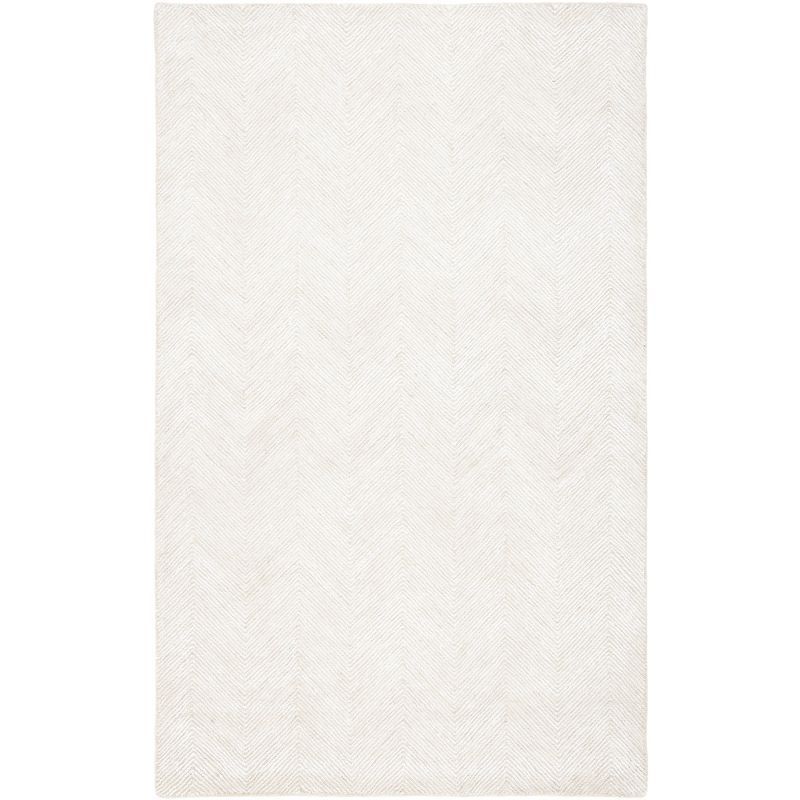 Ivory and Beige Hand-Tufted Wool and Viscose Area Rug