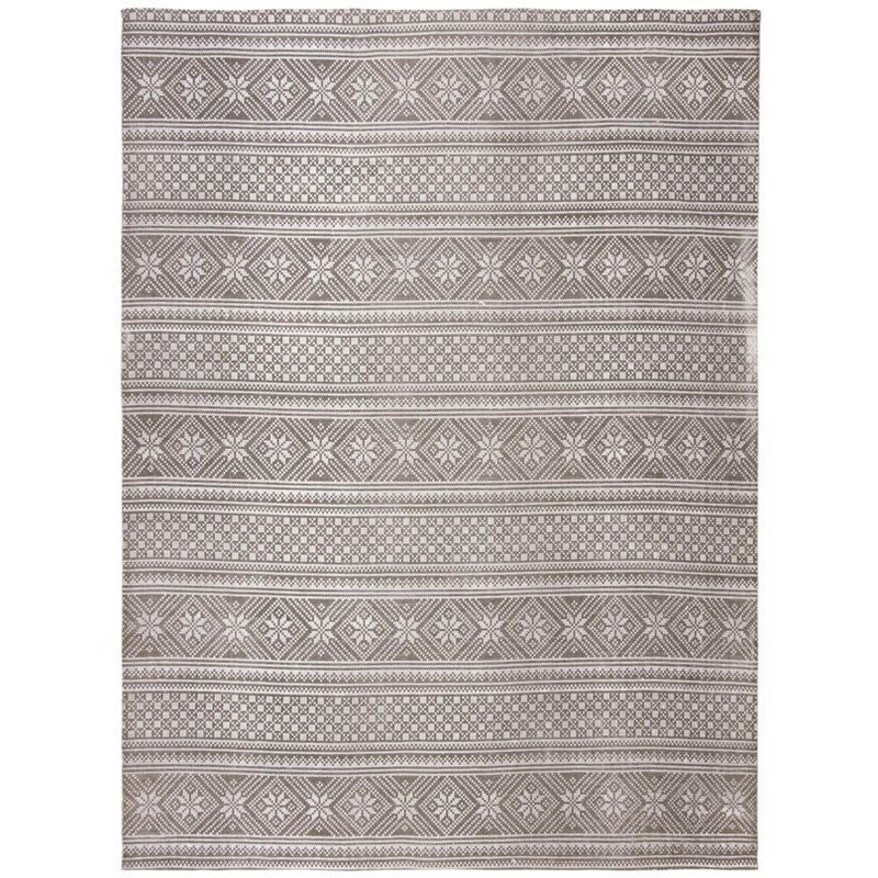 Ivory Floral 8' x 10' Handmade Cotton Flat Woven Rug