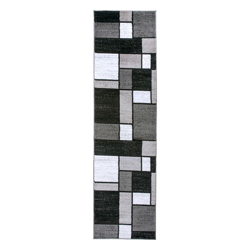 Florence Gray Geometric Synthetic Runner Rug 2' x 10'