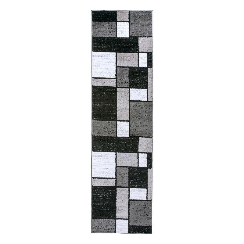 Gray Geometric Pattern Reversible Synthetic Area Rug