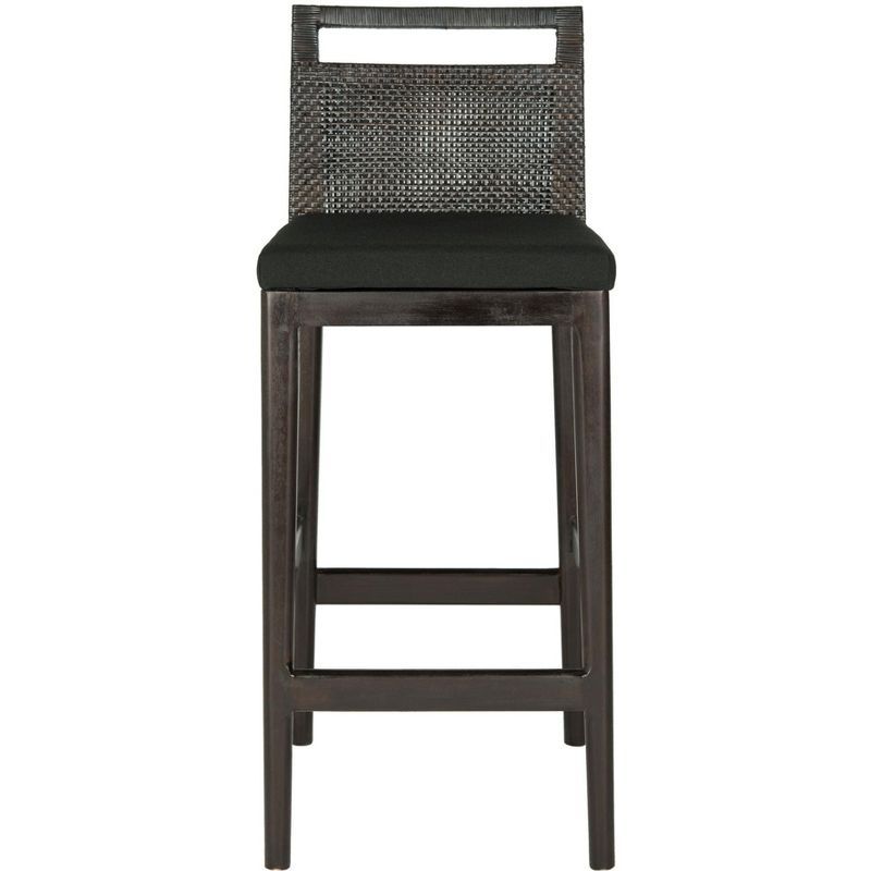 Maldives Inspired Transitional Black Bar Stool with Acrylic Cushion