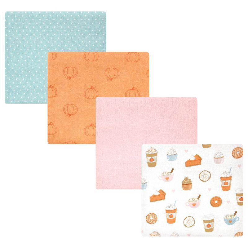 Pumpkin Spice Cotton Flannel Baby Receiving Blankets, One Size