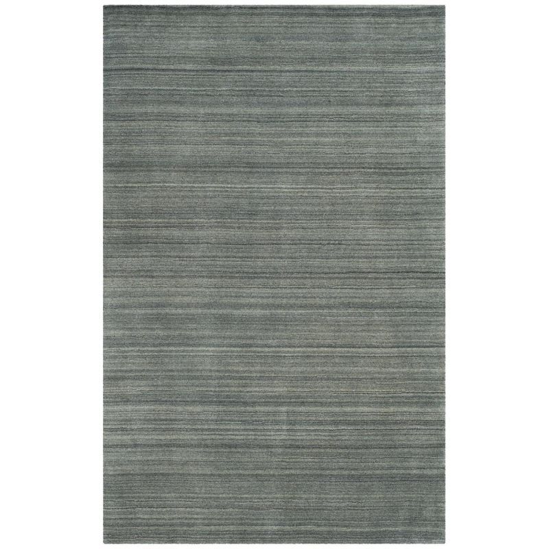 Slate Blue Hand-Knotted Wool 4' x 6' Area Rug