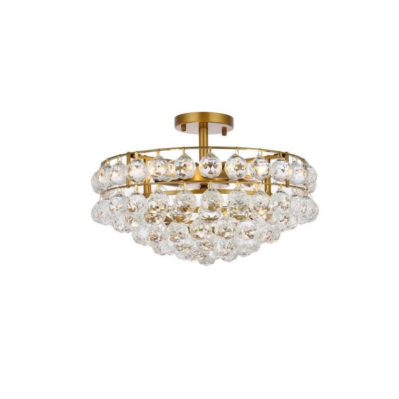 Savannah 18'' Brass and Crystal 5-Light Flush Mount