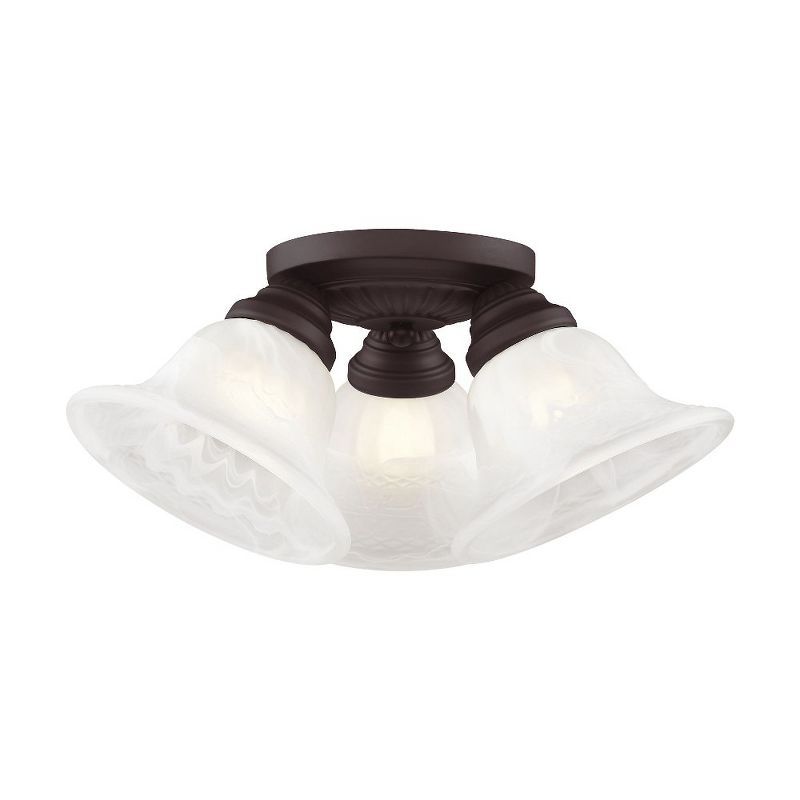 Edgemont Bronze 3-Light Flush Mount with Alabaster Glass