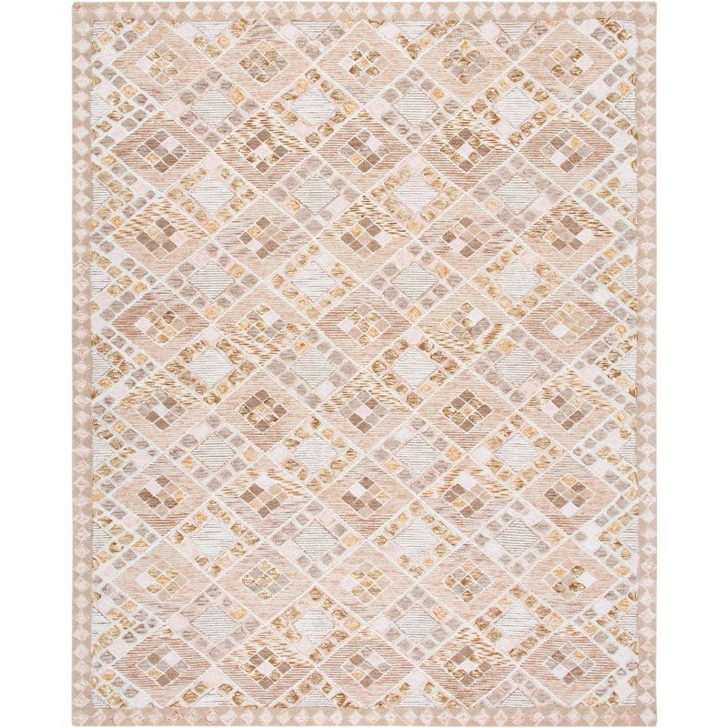 Soho 8' x 10' Pink and Taupe Hand-Tufted Wool Area Rug