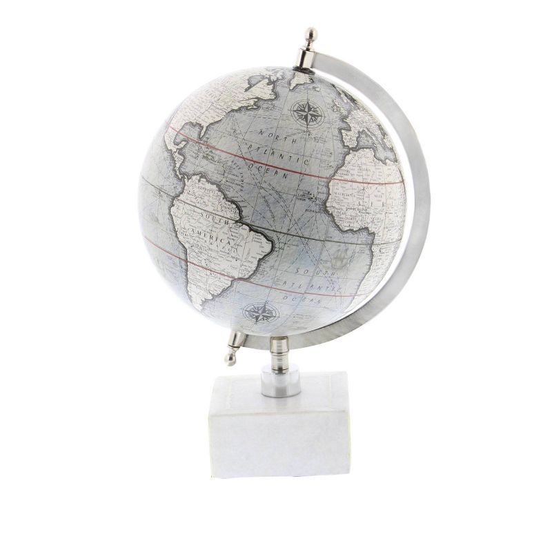 Gray Marble and Metal Modern Decorative Globe