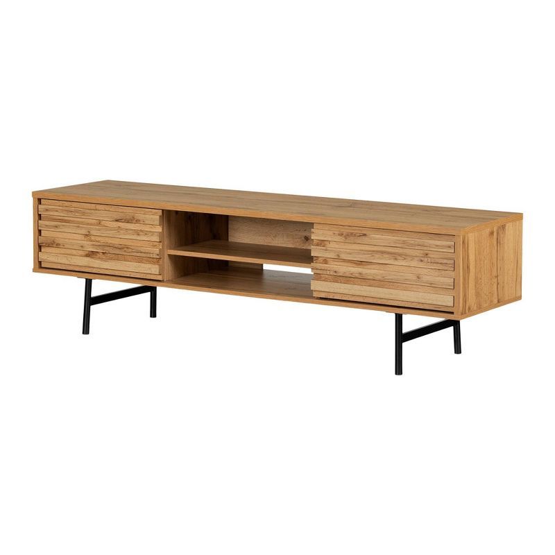 Nordik Oak 75" TV Stand with Storage and Metal Legs