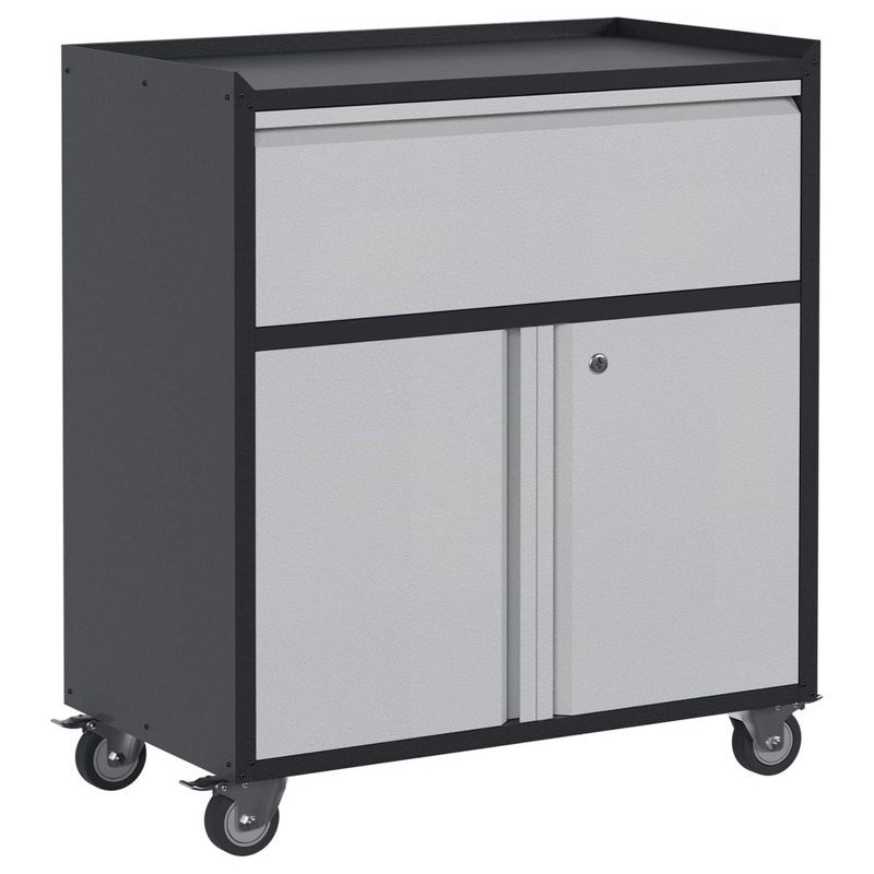 Black and Gray Steel Lockable Office Cabinet with Adjustable Shelving