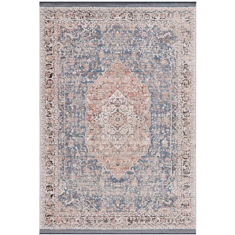 Vivaldi Elegance 4'x6' Blue and Rust Hand-Knotted Area Rug