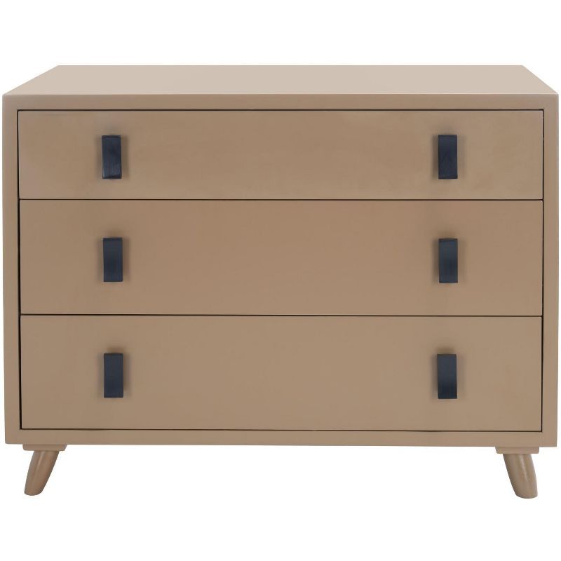 Blaize Taupe and Black Industrial 3-Drawer Chest