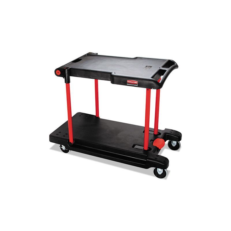 Black and Red Convertible Mobile Utility Cart with 2 Shelves