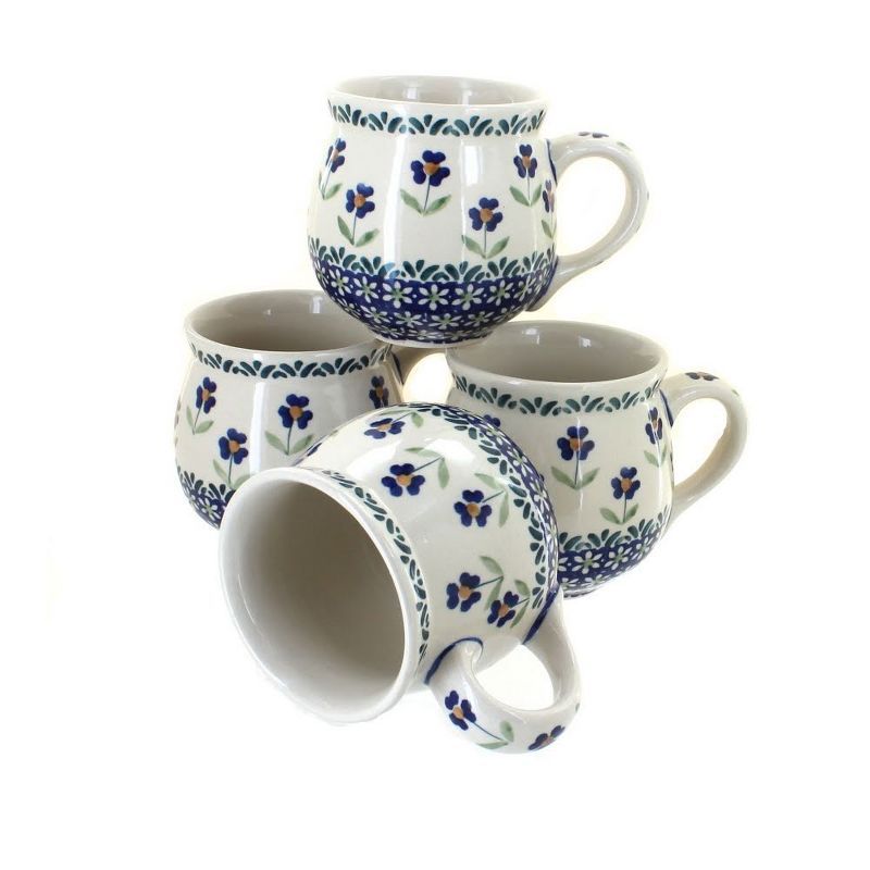 Blue Daisy Ceramic 9-Inch Bubble Mug Set