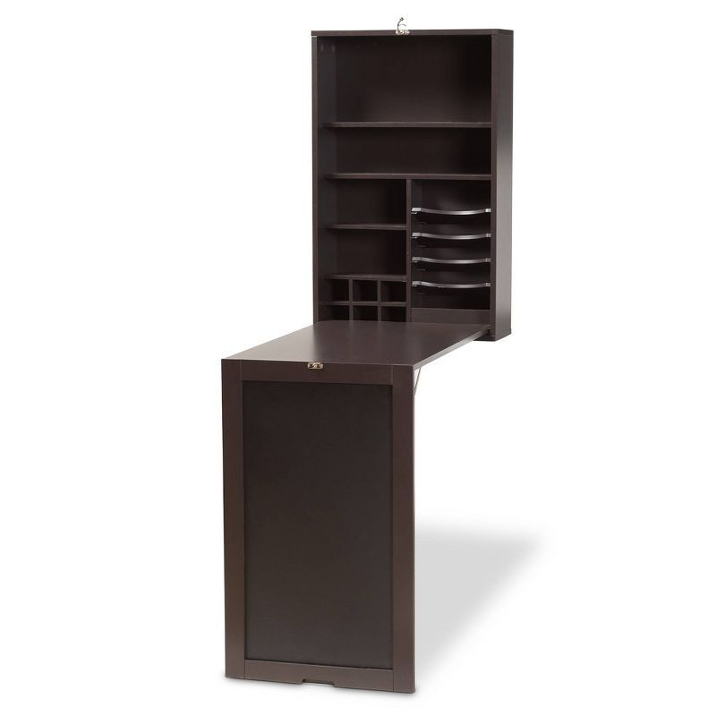 Millard Dark Brown Wood Wall-Mounted Foldable Desk