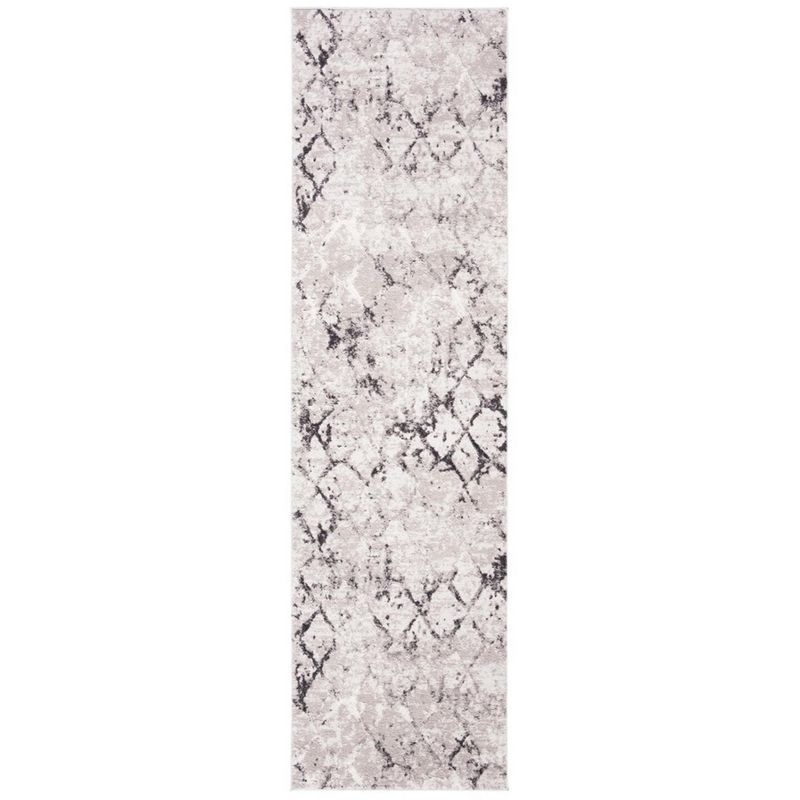 Abstract Grey 26" Synthetic Hand-Knotted Area Rug