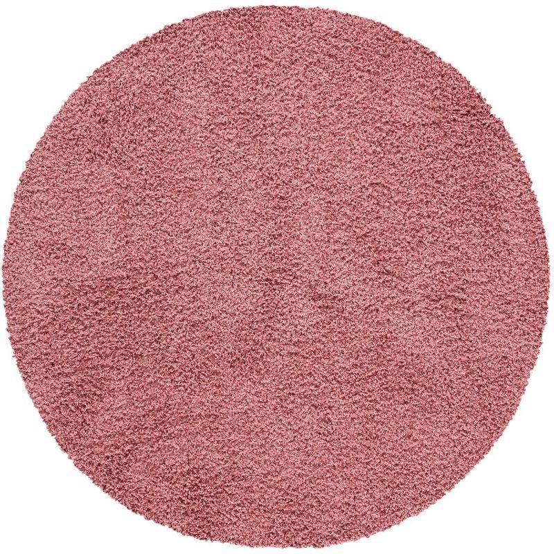 Venus Pink Round Shag Area Rug, 6'7" Synthetic