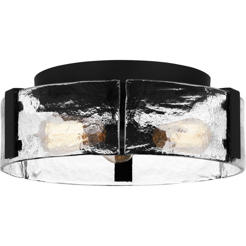 Angora Matte Black and Glass 3-Light Flush Mount