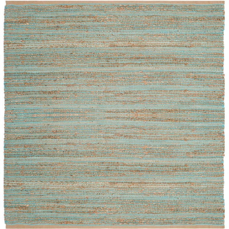 Aqua Charm Hand-Knotted Cotton 6' Square Area Rug