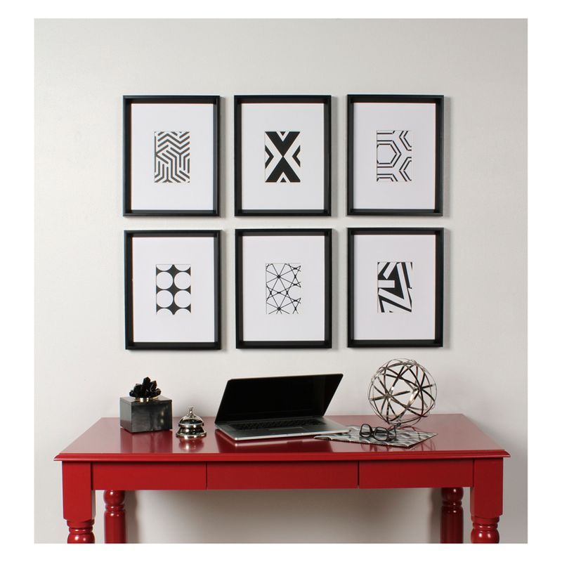 6-Piece Black and White Geometric Abstract Framed Art Set