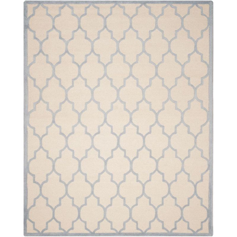 Hand-Tufted Light Blue and Ivory Wool 8' x 10' Rug