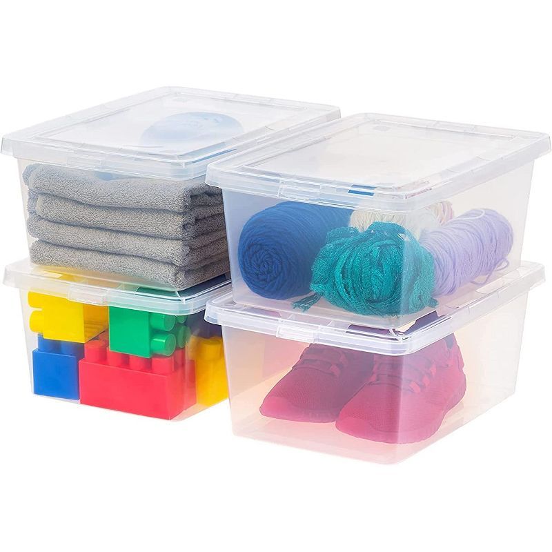 Clear Plastic Stackable Lidded Storage Box Set, 14.5qt