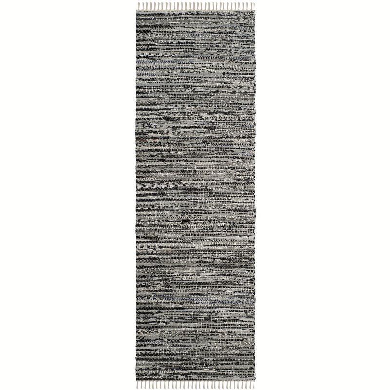 Handwoven Gray Stripe Flatweave Runner Rug in Wool & Cotton - 2'3" x 7'