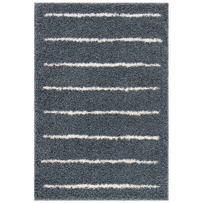 Plush Gray and Ivory 8' x 10' Synthetic Shag Area Rug