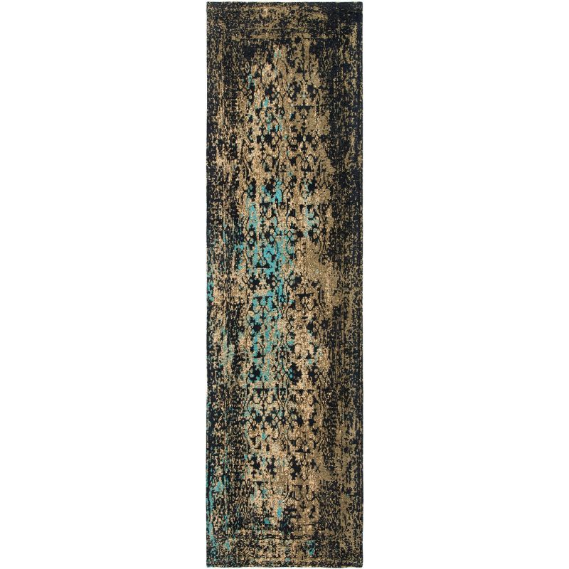 Black and Olive Flat Woven Reversible Runner Rug