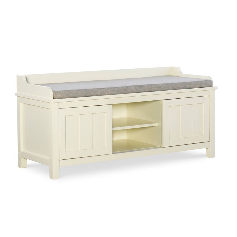 Lakeville 48" White Solid Wood Storage Bench with Cushion