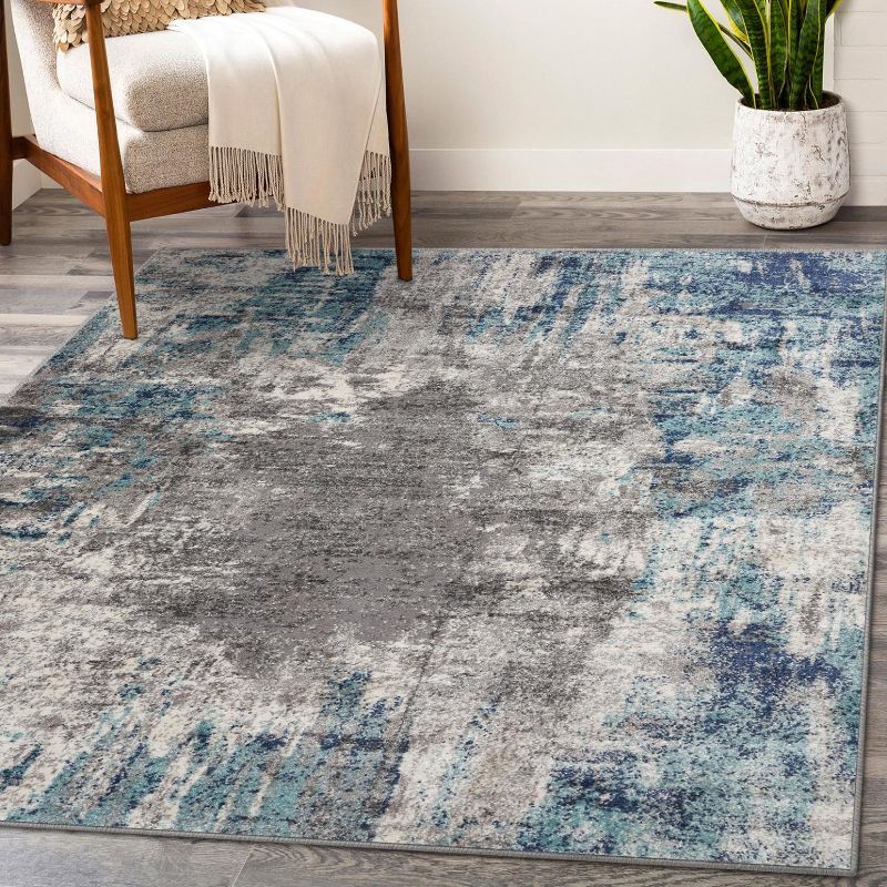 Abstract Elegance Blue 27" Synthetic Area Rug