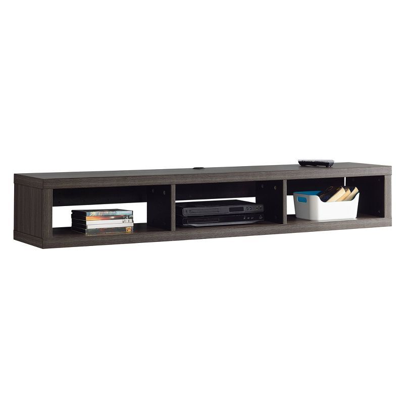 Contemporary 60" Gray Laminated Wood Floating TV Console