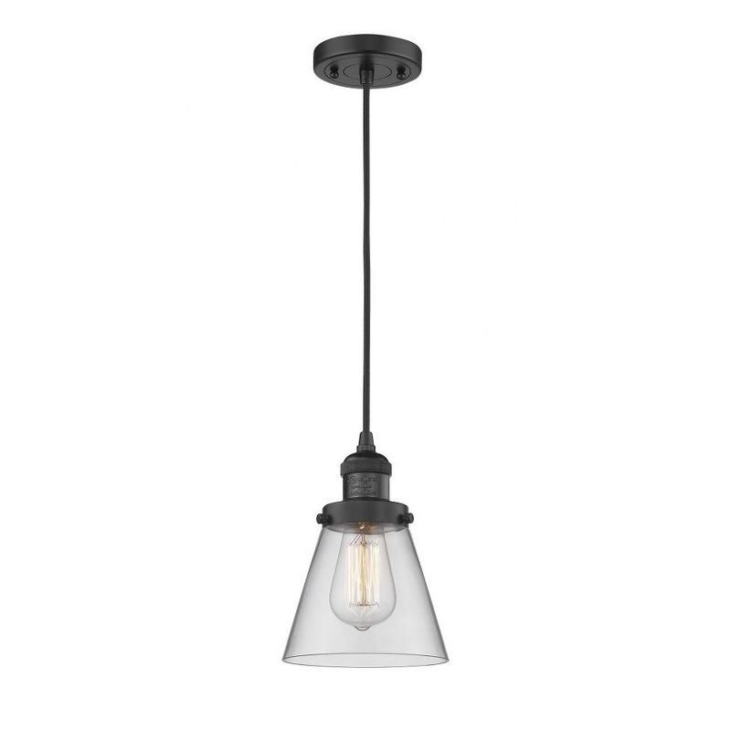 Matte Black Mini Pendant Light with Clear Glass Shade