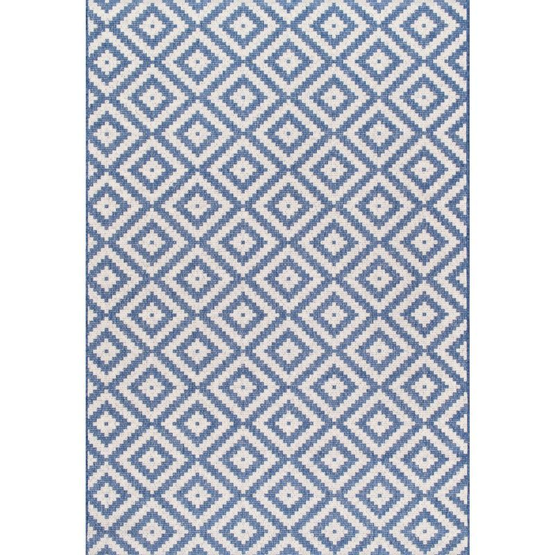 Blue Diamond Trellis Polypropylene Indoor/Outdoor Area Rug