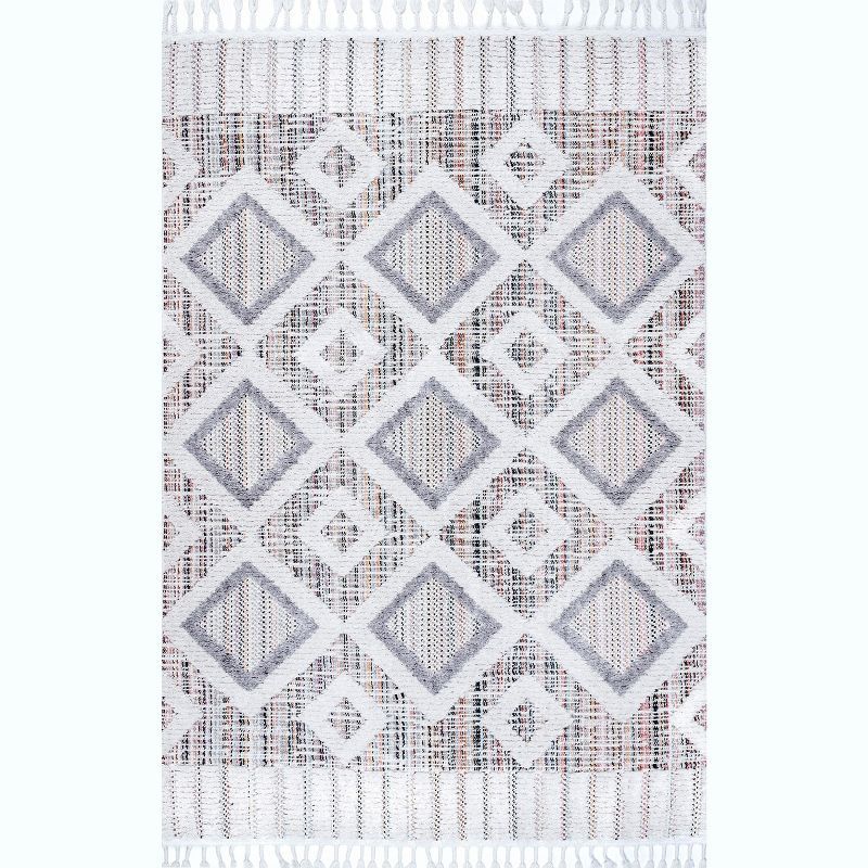 Reversible Pink Geometric Shag Area Rug, 4' x 6', Easy Care